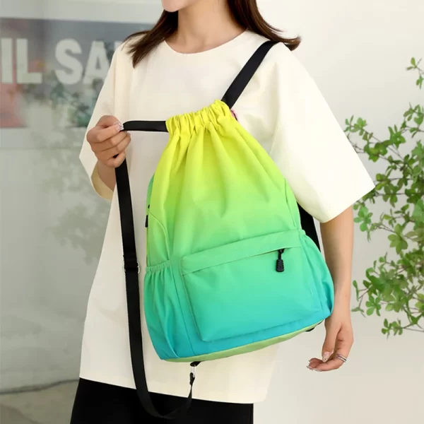 Mochila de Nylon impermeável com Bundle Bolso, Mochila Desportiva Portátil, Acampamento Ao Ar Livre, Lazer, Natação, Saco de Fitness - Image 2