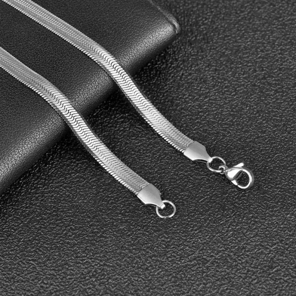 Colar de corrente plana unissex, 2-5mm de largura de aço inoxidável, de moda quente espinha de peixe cor de ouro cadeia de cobra presente jóias - Image 13