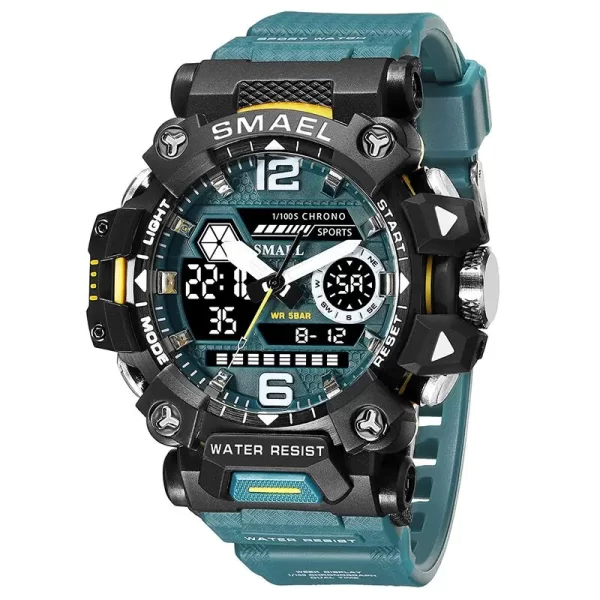Relógio de pulso masculino, desportivo, impermeável, SMAEL, ecrã duplo, quartzo, LED, militar, digital, 50m, 8072 - Image 10