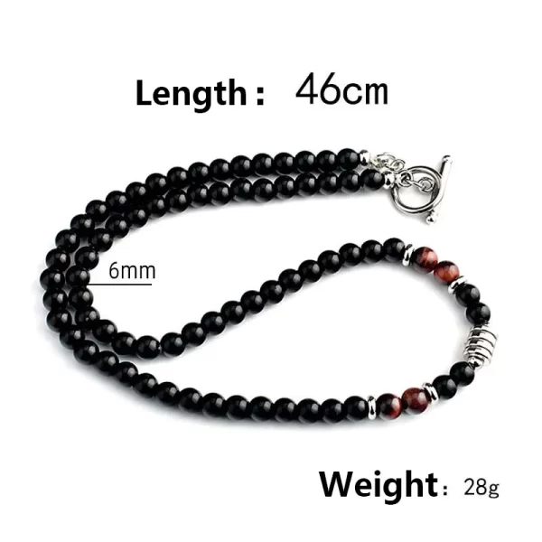 Colar masculino, aço inoxidável Tiger Eye Black Crystal Colar Pingente, Pedra Natural Strand, Frisado Jóias, Personalidade Moda - Image 12