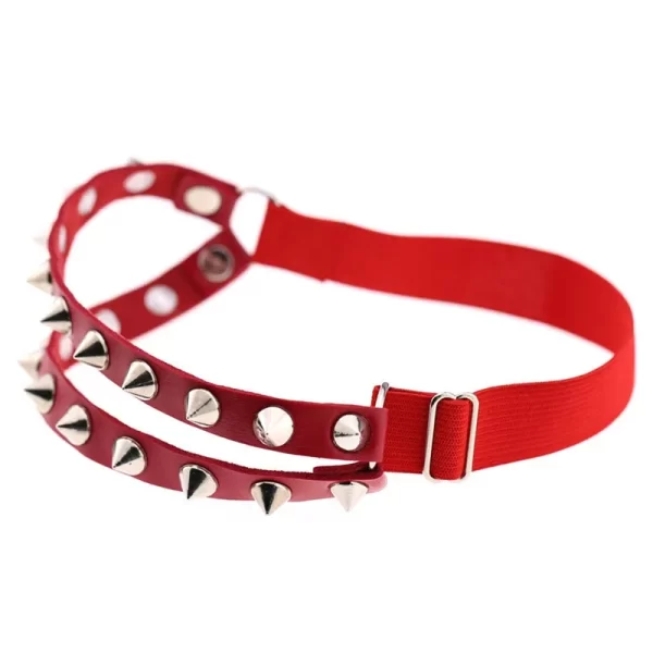 Pulseira de couro masculina espinho de rebite, de couro punk gótico rock unissex com três fileiras - Image 21