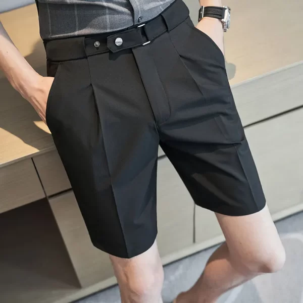 Bermuda/Calções de carga masculino, com elástico confortável, reto, simplicidade, bonito, bolsos de botão, zíper sólido, roupas casuais, moda - Image 5