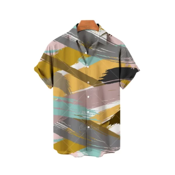 Camisas masculina de manga curta estilo havaiano, blusa solta e respirável, tendência de praia fresca, impressa em 3D, elegante, casual. - Image 26