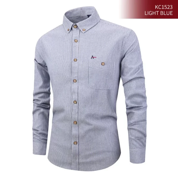 Camisas masculina listradas de manga longa, novos camisa xadrez escritório vestido de negócios sociais camisas padrão caber algodão alta qualidade topos - Image 4