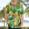 Camisas masculina casual floral havaiana cartoon,  de manga curta 3D de grandes dimensões para praia, moda, verão - Image 25
