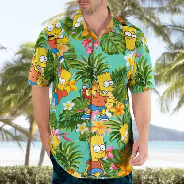 Camisas masculina casual floral havaiana cartoon,  de manga curta 3D de grandes dimensões para praia, moda, verão - Image 25