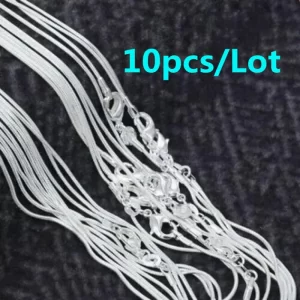 Colar de Corrente de Serpente, unissex,  Cor Prata, 1mm, 16-30 Polegadas, Moda, Festa, Casamento, Joias, Atacado, 10Pcs