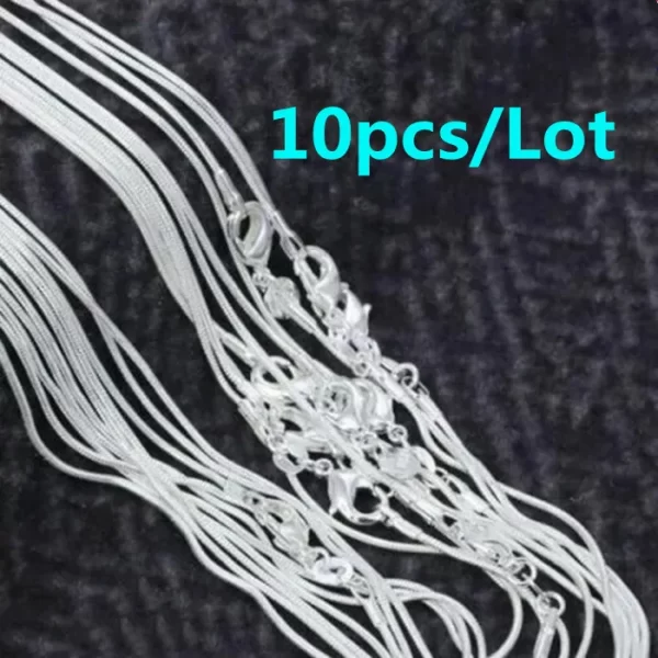 Colar de Corrente de Serpente, unissex,  Cor Prata, 1mm, 16-30 Polegadas, Moda, Festa, Casamento, Joias, Atacado, 10Pcs