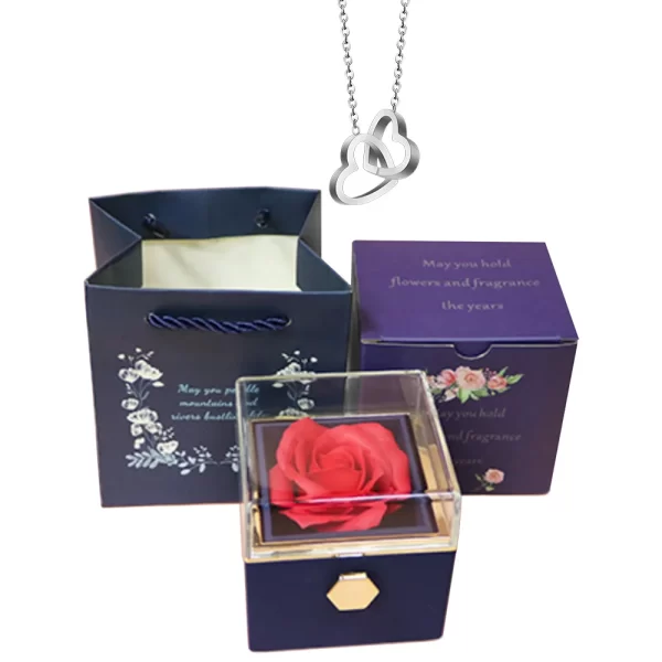 Colar Gravado Coração, Rotating Rose Box, Eternamente Preservado. - Image 16