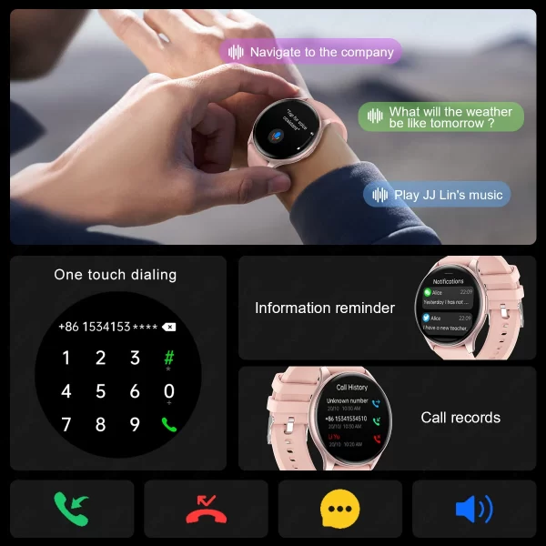 Relógio de pulso feminino, LIGE-Smartwatch esportivo à prova d'água, AMOLED, 1,43 "tela HD, monitor de glicose sanguínea, chamada Bluetooth, IP68, 466x466, novo - Image 4