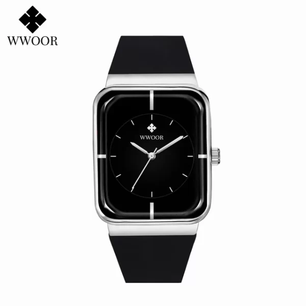 Relógio com pulseira de silicone, masculino WWOOR-impermeável, relógio de pulso quadrado simples, moda, tendência, original - Image 9