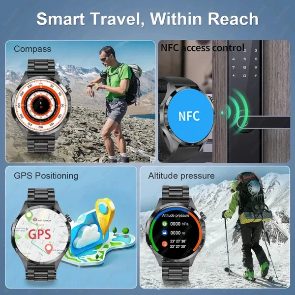Relógio de pulso masculino, GT4 Pro Smartwatch, Rastreador GPS, Tela HD 360x360, Chamada Bluetooth, Frequência Cardíaca, NFC, Novo, Huawei, Xiaomi, 360 - Image 5