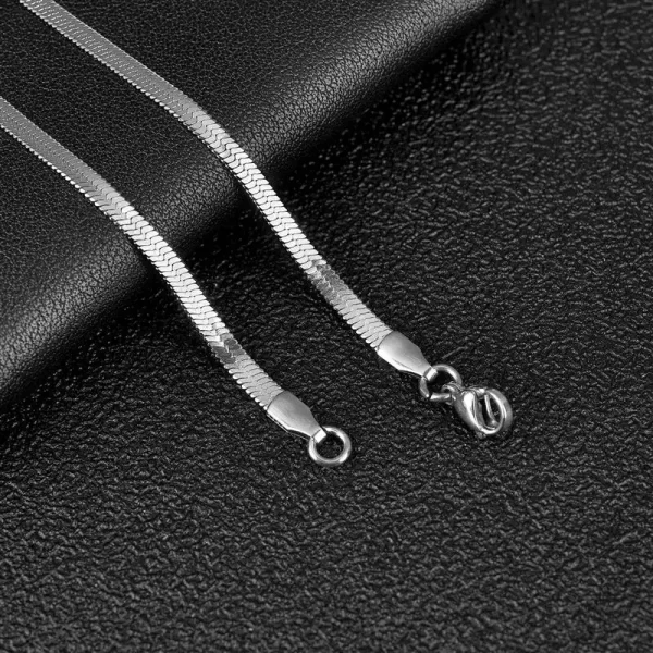 Colar de corrente plana unissex, 2-5mm de largura de aço inoxidável, de moda quente espinha de peixe cor de ouro cadeia de cobra presente jóias - Image 11