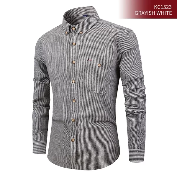Camisas masculina listradas de manga longa, novos camisa xadrez escritório vestido de negócios sociais camisas padrão caber algodão alta qualidade topos - Image 8