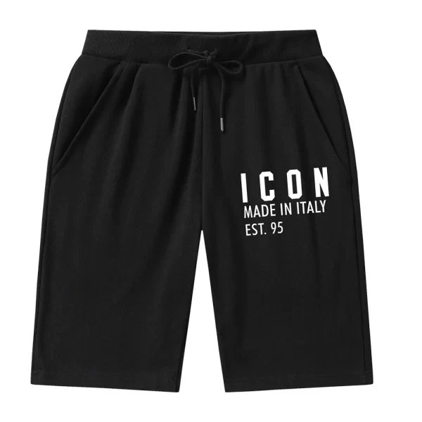 Shorts/calções masculino, ICON-De basquetebol, impressão de letras, calças streetwear casual, corredores de algodão respirável, verão. - Image 4
