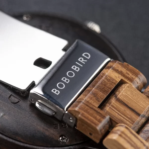 Relógio de madeira masculino, Bobo pássaro antigo, data e semana exibição marca luxo relógio em caixa de presente de madeira relógio - Image 5