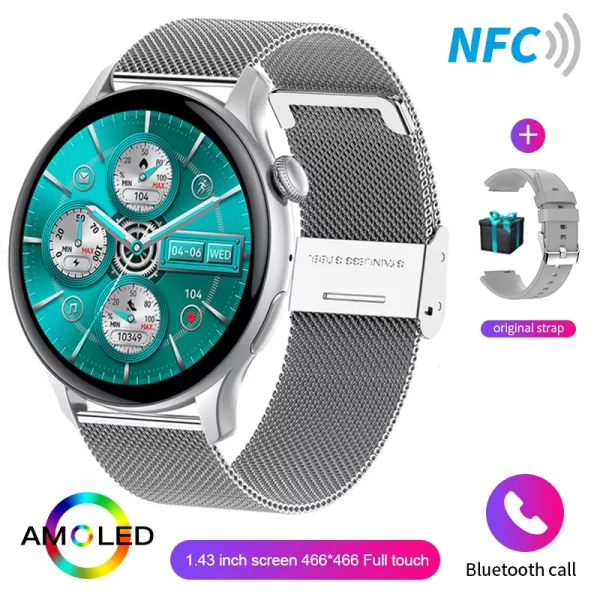 Relógio de pulso feminino, HYTRON-impermeável esportes relógio inteligente, sempre exibe o tempo, chamada Bluetooth, IP68, AMOLED, 1,43 "tela HD, 466x466 - Image 10