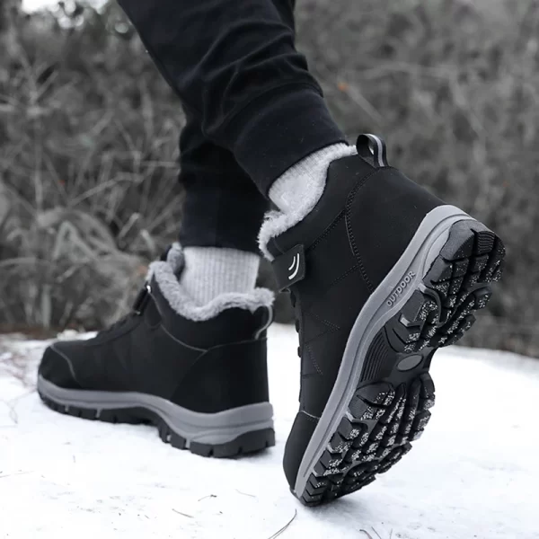 Tênis de couro impermeáveis unissex, botas antiderrapantes, botas de neve unissex quentes, luxuoso, ao ar livre, inverno, novo. - Image 4