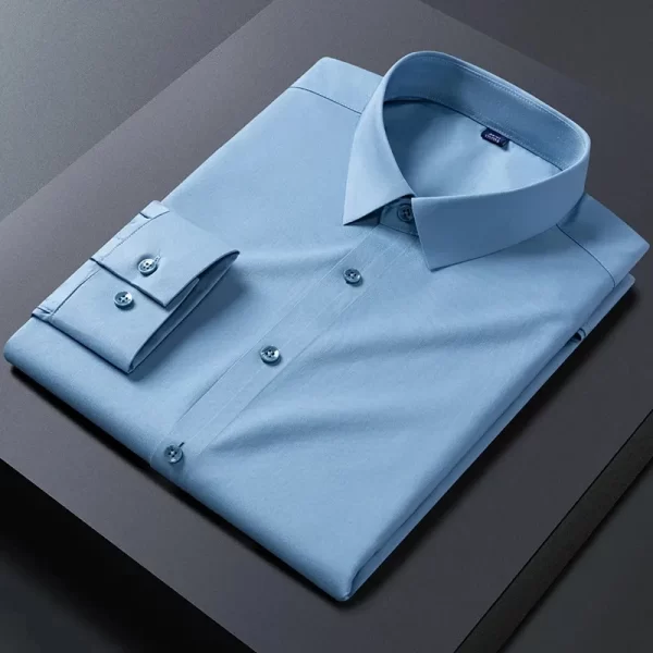 Camisas elásticas de manga comprida masculina, camisa branca, slim fit, anti-rugas, social, blusa de negócios. - Image 7