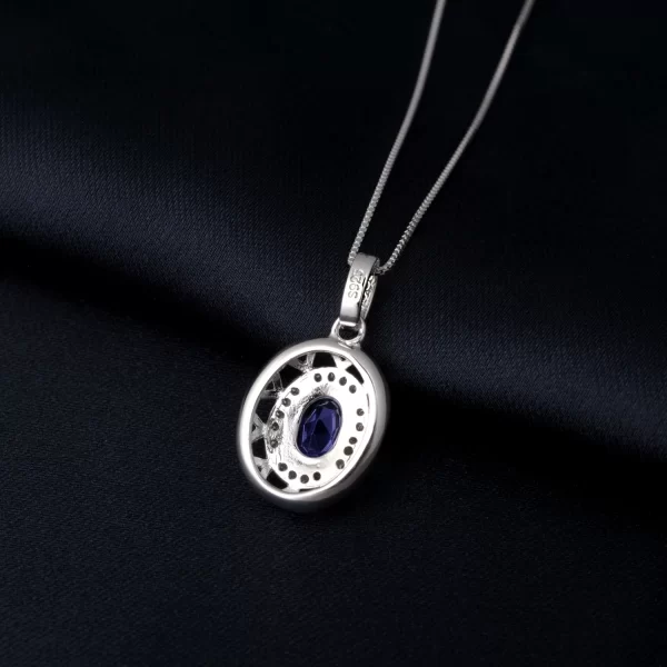 Colar feminino, 925 Colar de Prata Esterlina, Forma Oval, Criado Pingente Safira, Sem Corrente, Diário Jóias, 1.75ct. - Image 5