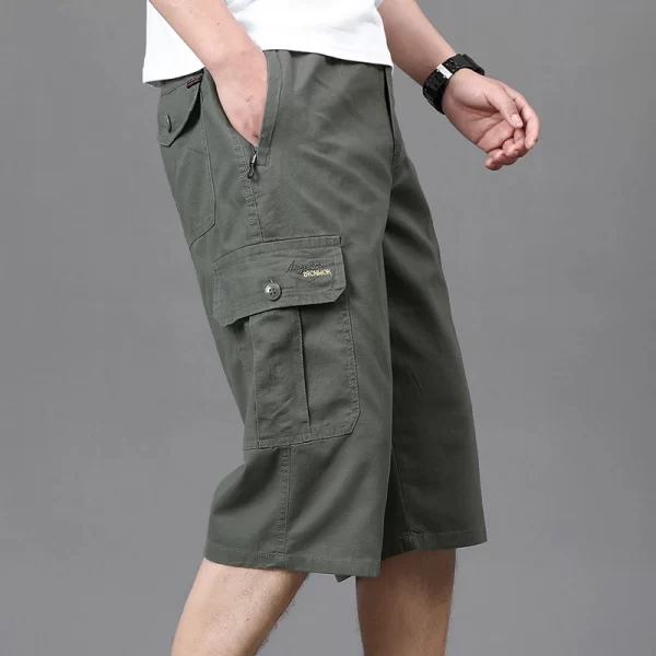 Bermuda casual reta masculina, monocromática, calça de joelho, monocromática, bolsos, emendados, estilo safari, uso diáriio, roupas da moda, verão. - Image 5