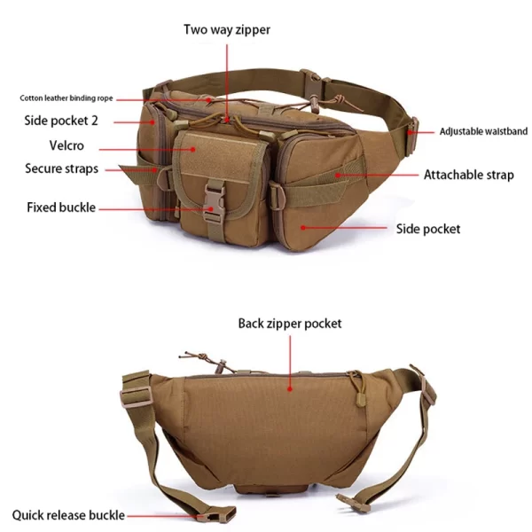 Bolsa de cintura, Pacote de cintura tática ao ar livre, mochilas militares, sacos multifuncionais, esportes, escalada, camping, pacote tático do exército, caminhadas - Image 2