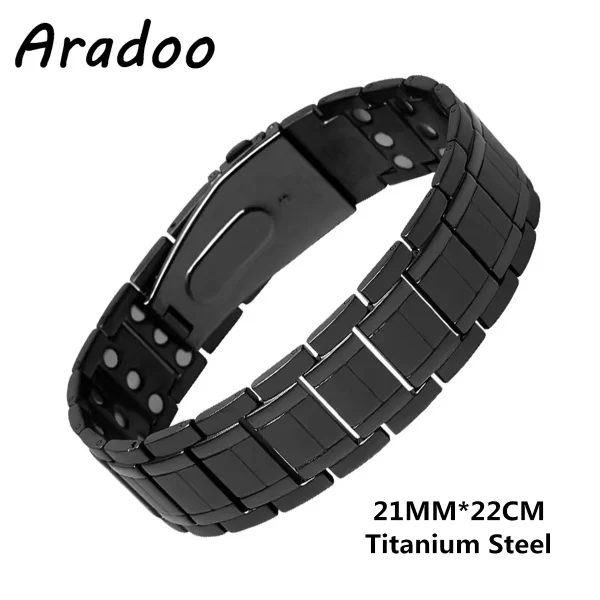 Pulseira/Bracelete, masculino, magnético do emagrecimento do aço Titanium, braceletes anti-radiação da terapia. - Image 25
