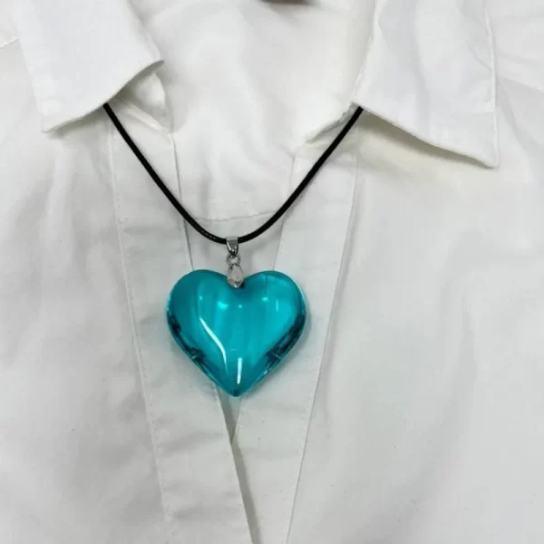 Colar de vidro, moda Jóias Coração, Charm Coração Pingente Colares Clavícula Cadeia para Namorada Casal Aniversário Presente - Image 4
