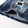 Shorts jeans masculino, fino estiramento azul rasgado jeans shorts luz cor de luxo tinta salpicado decorações rua, sexy calções casuais; - Image 6