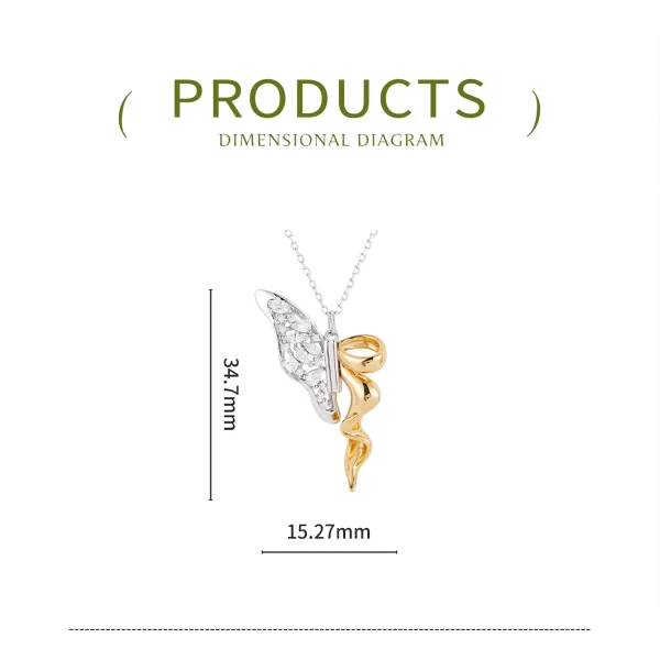 Colar ffeminino, HAIKE-S925 Sterling Silver Flying Butterfly Necklace para mulheres, colar original, design de dois tons, comprimento 40cm, 5cm, 2024 - Image 6
