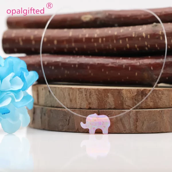 Colar Opala elefante, Transparente Nylon Cadeia Sintética, Transparente Colar para Senhora presente - Image 10