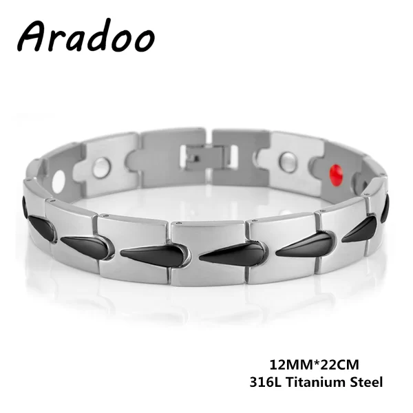 Pulseira/Bracelete, masculino, magnético do emagrecimento do aço Titanium, braceletes anti-radiação da terapia. - Image 24