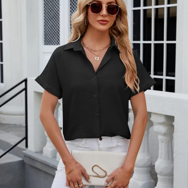 Camisas feminina,  vintage extragrandes, camisas soltas casuais, monocromáticas, tops jovens elegantes, moda feminina, verão. - Image 4