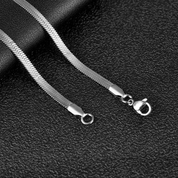 Colar de corrente plana unissex, 2-5mm de largura de aço inoxidável, de moda quente espinha de peixe cor de ouro cadeia de cobra presente jóias - Image 12