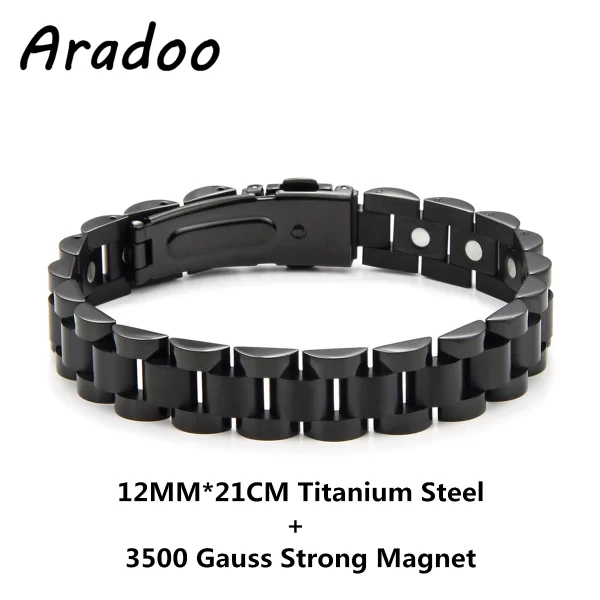 Pulseira/Bracelete, masculino, magnético do emagrecimento do aço Titanium, braceletes anti-radiação da terapia. - Image 33