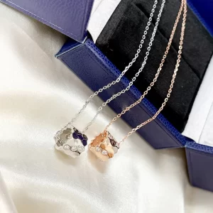 Colar feminino, 925 Sterling Silver Honeycomb Necklace, Jóia Fina, Espaçador, Cilindro, Marca Famosa, Alta Qualidade, Corrente, Cilindro