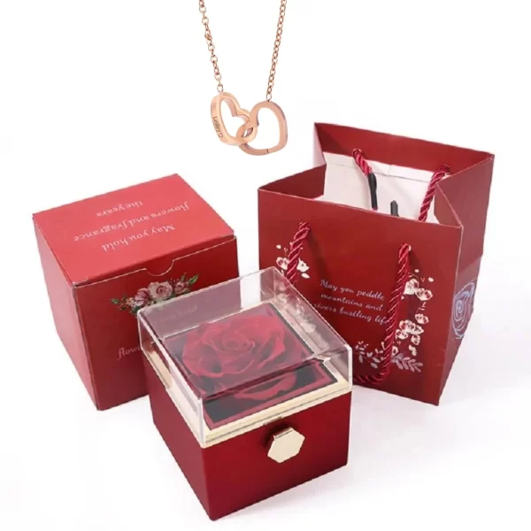Colar Gravado Coração, Rotating Rose Box, Eternamente Preservado. - Image 10
