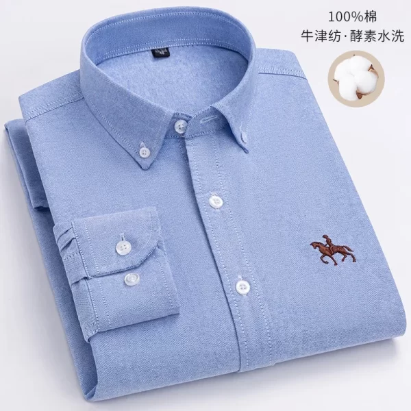Camisas masculina formal slim fit, plus size, camisas de manga comprida para escritório, roupas, 100% algodão, novo - Image 13