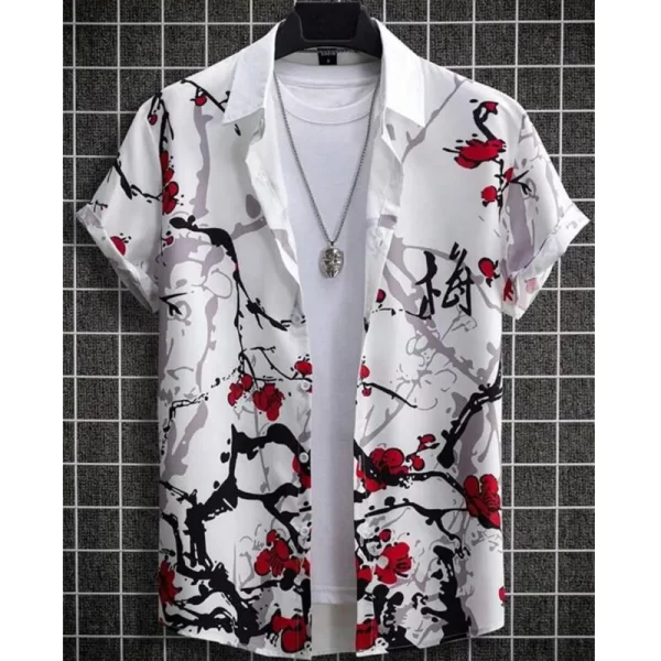 Camisas masculina, havaiana de grandes dimensões, simples, estampada em 3D, casual, top retrô, roupa solta, manga curta, conforto, moda verão - Image 7