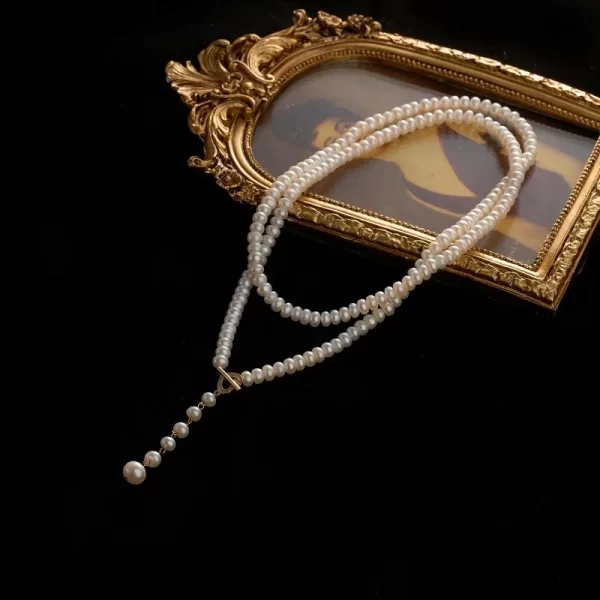 Colar femiino de pérolas longas naturais, pingente de pérola branca, casamento, esposa, mãe, presente de aniversário - Image 6