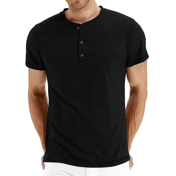Camisetas masculina, marca de qualidade, de algodão,  henry pescoço design de moda fino ajuste sólido, manga curta - Image 8