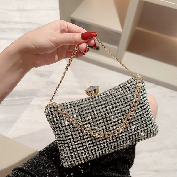 Bolsa feminina de strass, de ombro feminina de diamantes, de alta qualidade, tiracolo feminina, bolsa luxuosa brilhante noite, nova - Image 2