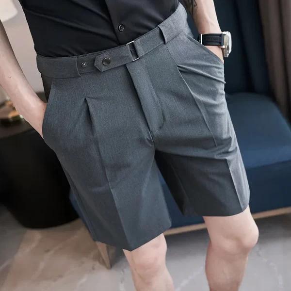 Bermuda/Calções de carga masculino, com elástico confortável, reto, simplicidade, bonito, bolsos de botão, zíper sólido, roupas casuais, moda - Image 4