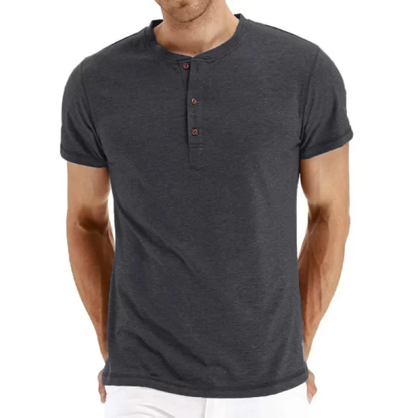 Camisetas masculina, marca de qualidade, de algodão,  henry pescoço design de moda fino ajuste sólido, manga curta - Image 10