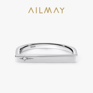 Anel de dedo feminino, Ailmay-Empilhável, 100% 925 Sterling Silver, moda, personalidade, festa, jóias finas, acessórios, venda
