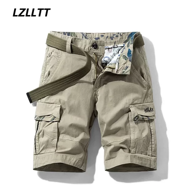 Bermuda/Calções masculino de algodão multi bolsos, sólido, secagem rápida, ao ar livre, respirável, militar, verão, moda masculina, quente.