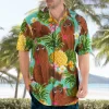 Camisas masculina casual floral havaiana cartoon,  de manga curta 3D de grandes dimensões para praia, moda, verão - Image 22