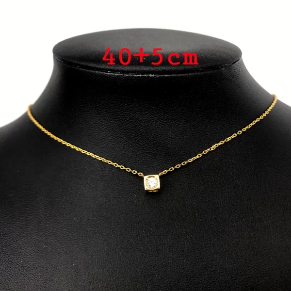 Colar feminino, Le Cube Diamant Colar, Solitaire Francês Pedra, Pingente De Moda, Prata Van Jóias. - Image 8