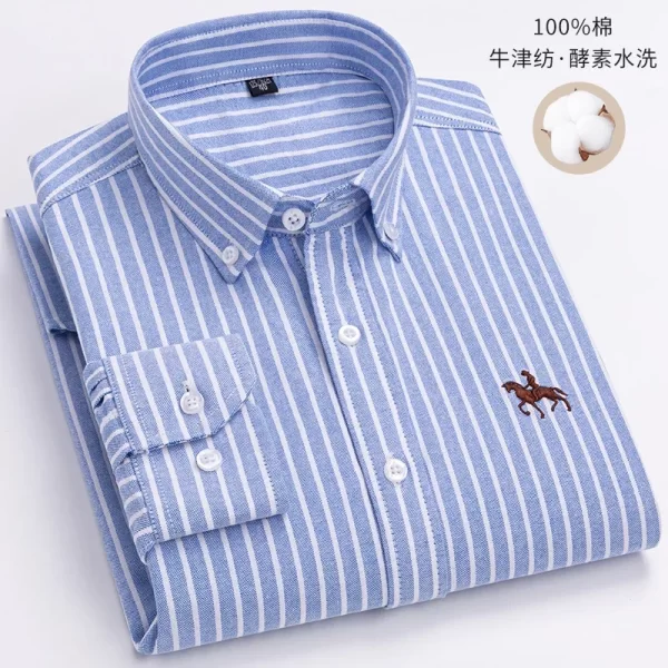 Camisas masculina formal slim fit, plus size, camisas de manga comprida para escritório, roupas, 100% algodão, novo - Image 21