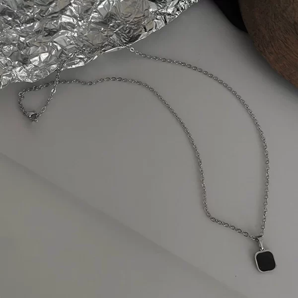 Colar masculino, Tide marca rua dança hip-hop preto quadrado pingente colar personalidade simples colar de aço inoxidável acessórios - Image 6